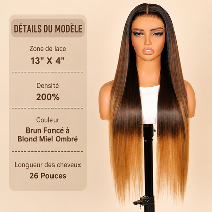 Aurora - Brown & Honey Blonde │13x4 HD Tulle Lace │ Virgin Japanese Hair