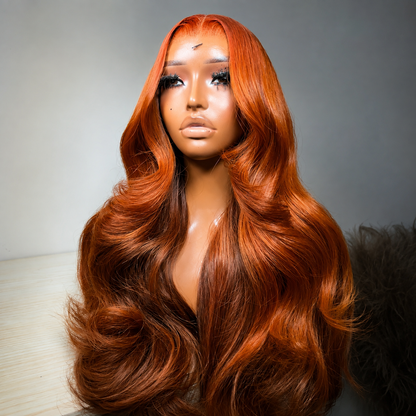Saffron - Long Wavy Body Wave Copper Orange │ HD 13x6 Lace │ Virgin Malaysian Hair