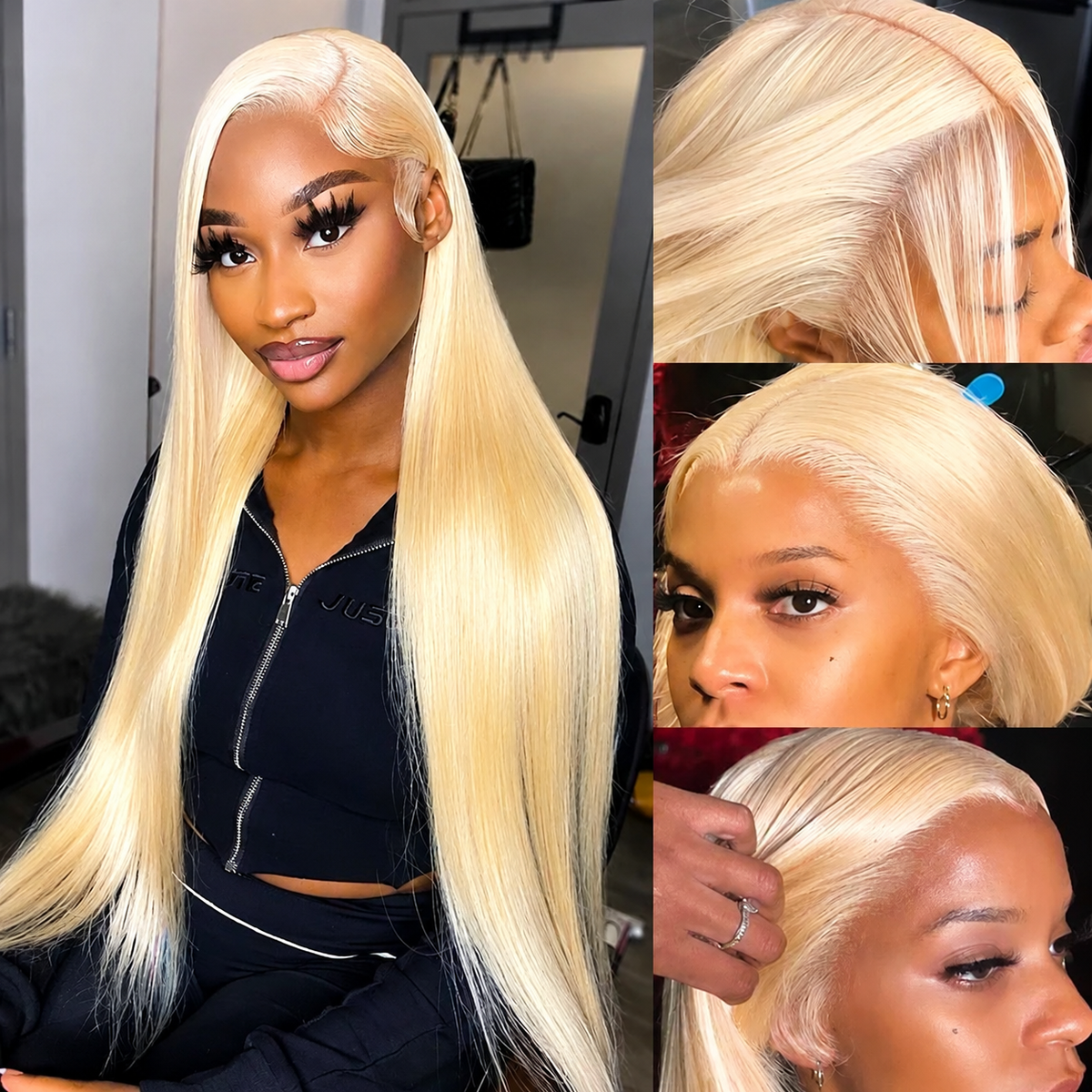 Perruque Ivoire - Lisse Blonde Platine 613 │  Full Lace 13x4 │ Cheveux Brésiliens Vierges