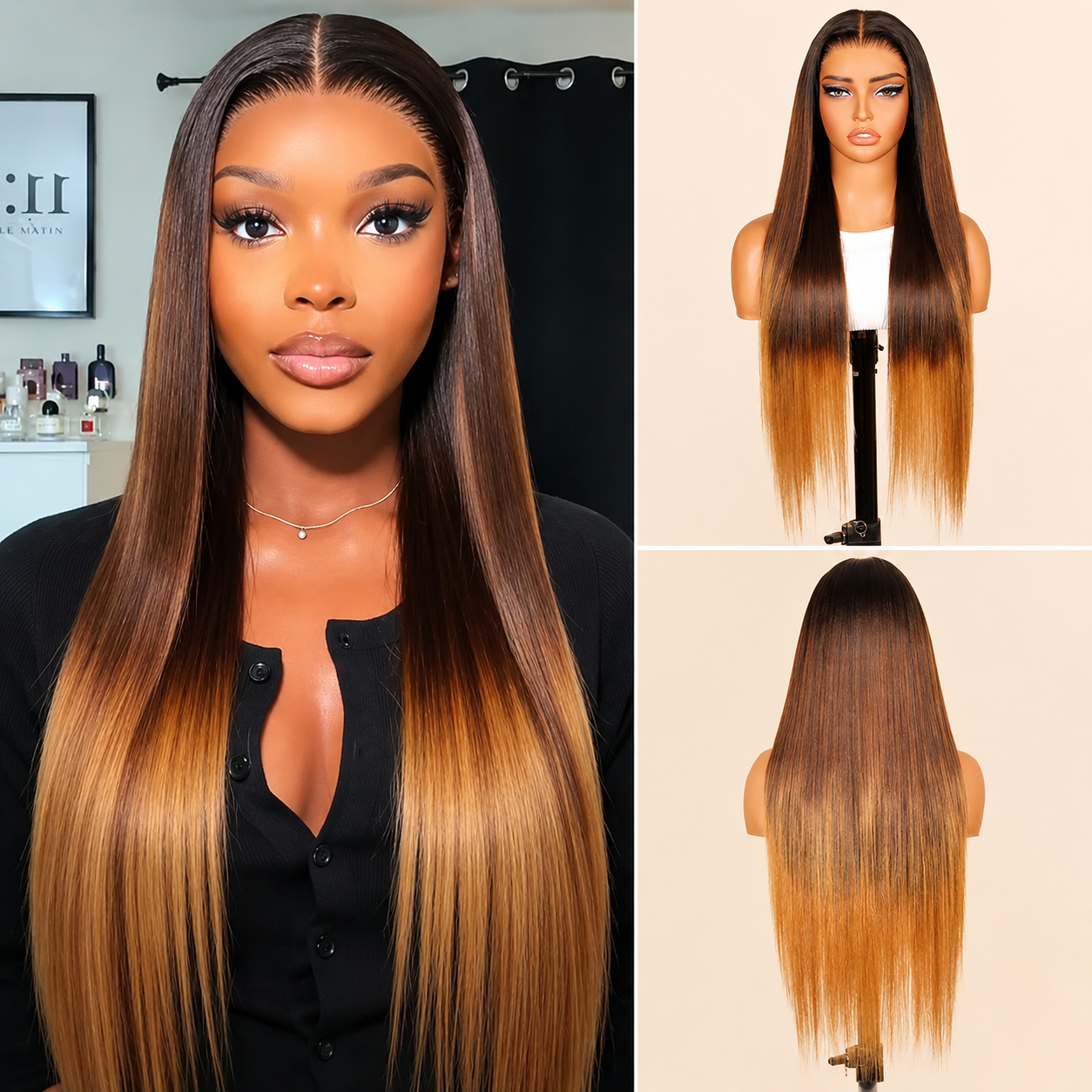 Aurora - Brown & Honey Blonde │13x4 HD Tulle Lace │ Virgin Japanese Hair