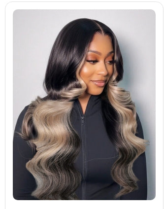Perruque en dentelle HD HD Skin Blonde Ash Highlight avec couches haute densité