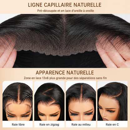 Satin Noir  - Body Wave Cheveux Brésiliens Vierges I Pré-Epilée 180% │ Lace Front 13x4