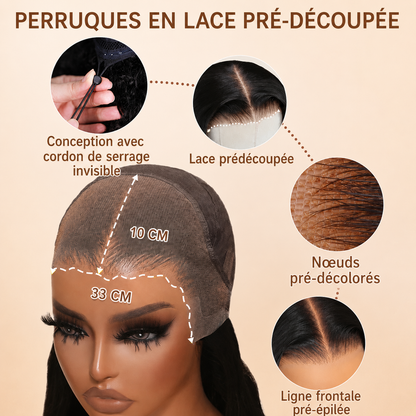 Velours - Bob Mi-Longue Ondulé Glamour │Lace Frontal 13x4 I Cheveux Vierges Brésiliens