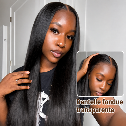 Minuit - Longue Lisse I 13x4 Lace Front Cheveux Indien I Densité 180% Lace Transparente
