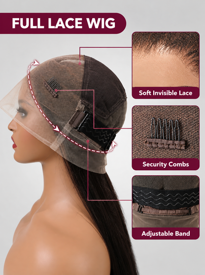 Midnight Goddess Frontal en dentelle invisible 360° sans colle - Cheveux Indiens Vierges