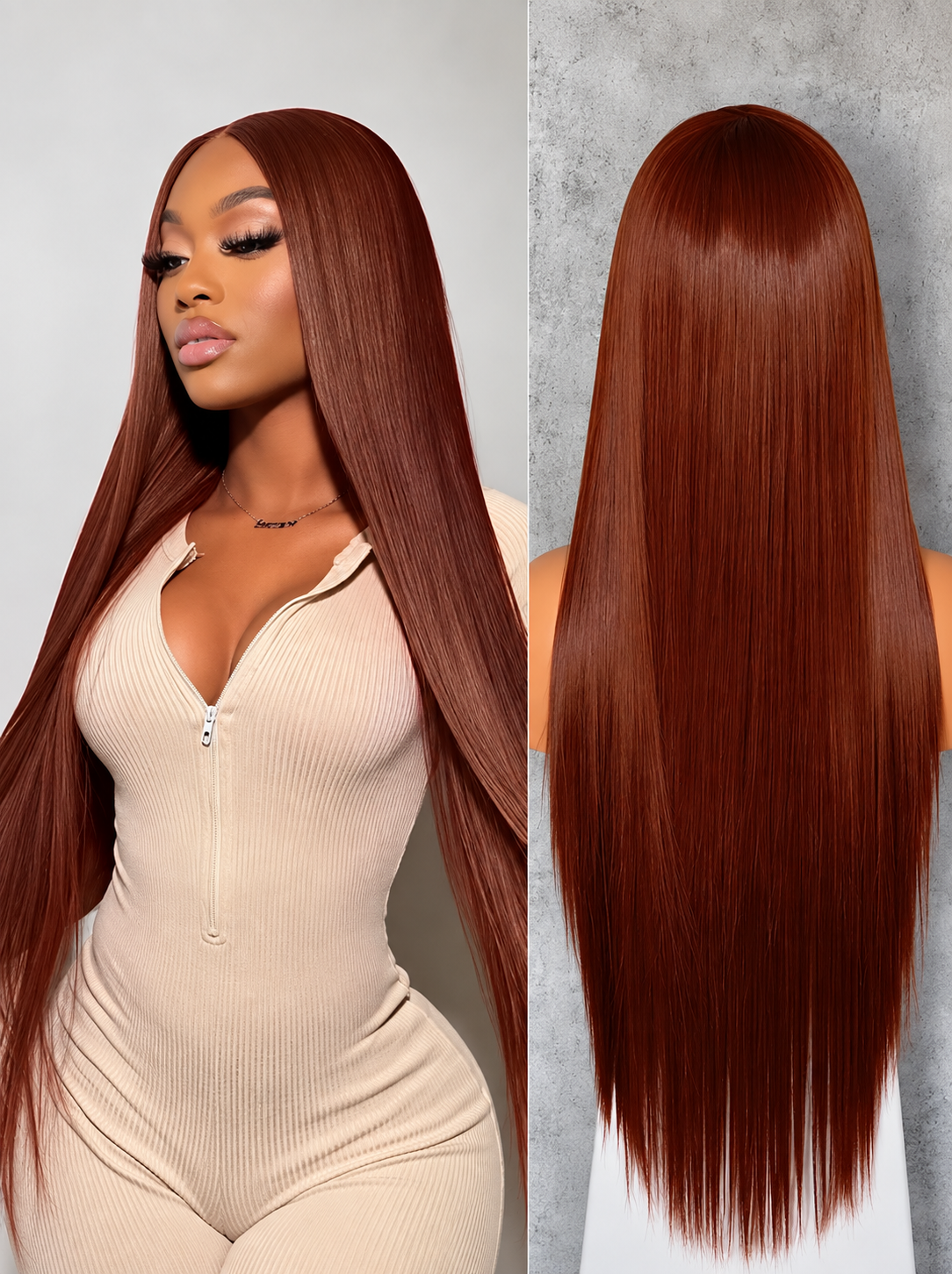 The Seductress Auburn Wig I 13x6 Lace Frontal I Virgin Brazilian Hair