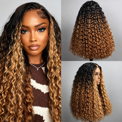 Savannah - Long Curly Deep Wave Ombre I Tulle U-part │ Brazilian Virgin Hair