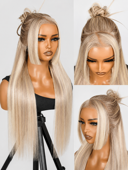 Vanilla - Platinum Blonde Natural Roots │ 13x6 Lace Frontal │ Virgin Japanese Hair