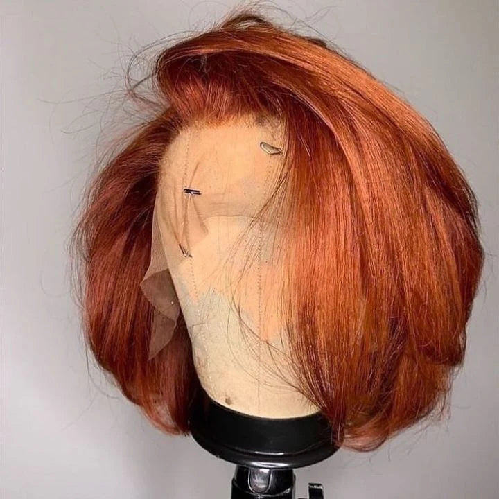 Braise - Bob Court Roux Acajou │Tulle HD 13x4 │Cheveux Vierges Brésiliens
