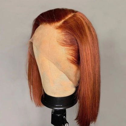 Braise - Bob Court Roux Acajou │Tulle HD 13x4 │Cheveux Vierges Brésiliens