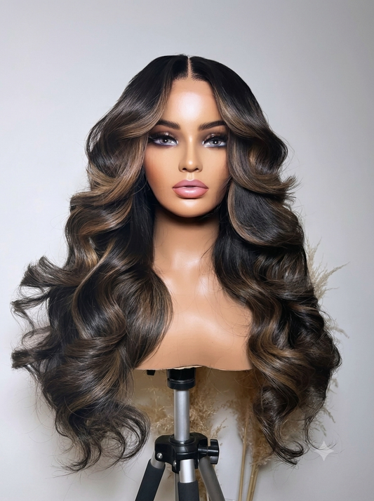 Brume - Bouclée Volumineuse Balayage │ Tulle HD 13x4  │ Cheveux Humains Brésiliens Vierges