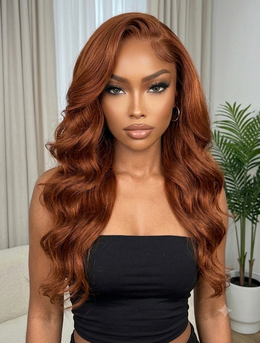 Perruque Cannelle - Lisse Colorée Roux │ Closure 13x4 │ Cheveux Vierges Indiens