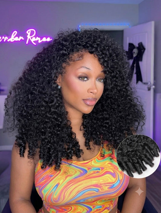Cascade -Mi Longue Bouclée Curly Noir Naturel │Closure Half Wig U-Part │Cheveux Vierges Indiens