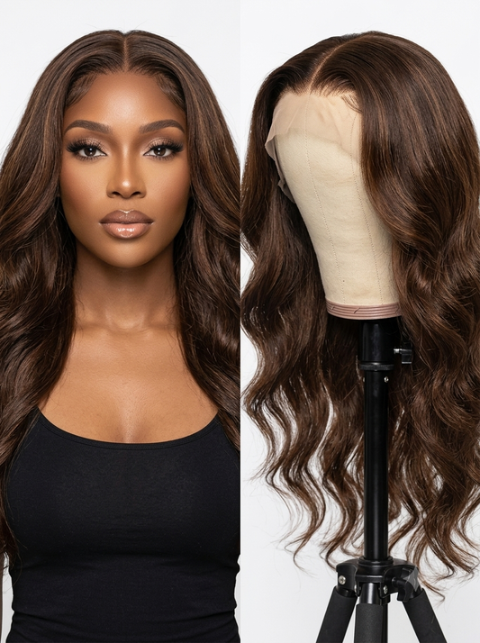 Truffe - Brun Glacé │Tulle Transparente 13x4 │Cheveux Vierges Japonais