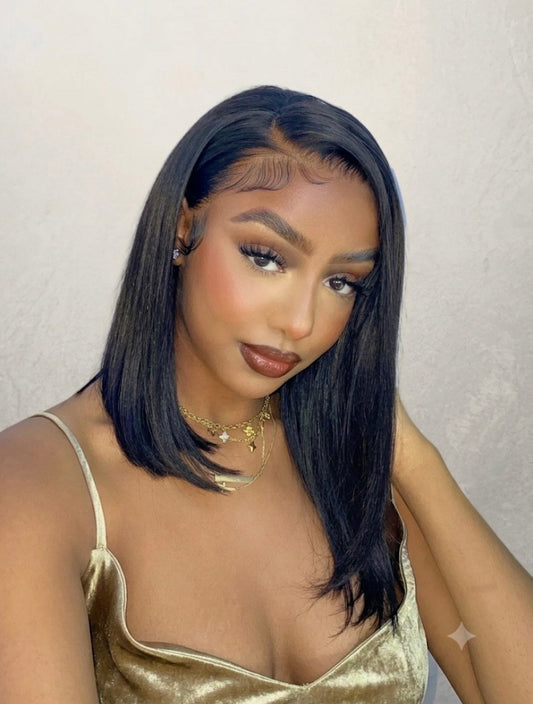 Velours - Bob Mi-Longue Ondulé Glamour │Lace Frontal 13x4 I Cheveux Vierges Brésiliens
