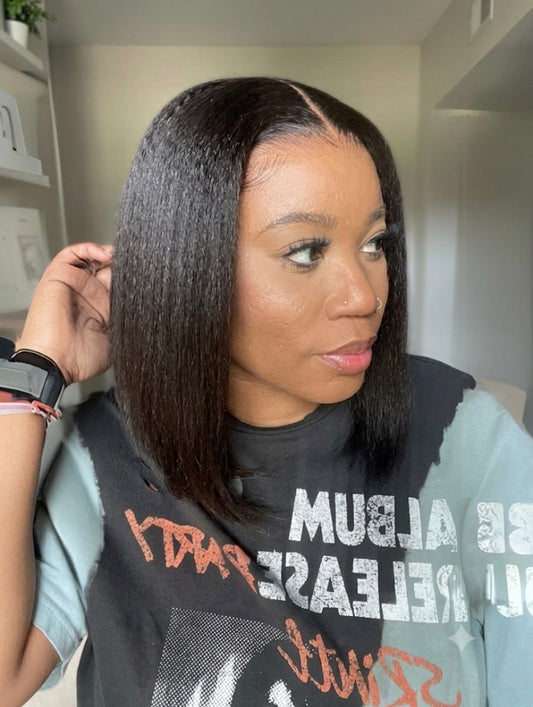 Ebène - Bob Carré Lisse Noir Naturel │Closure 13x6 HD │Cheveux Vierges Indiens