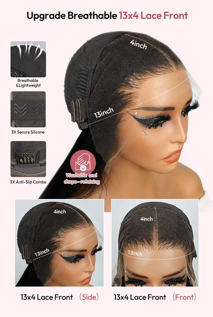 Saphir - Bob Carré Lisse │Lace Frontal 13x4 HD │Cheveux Malaisiens Vierges