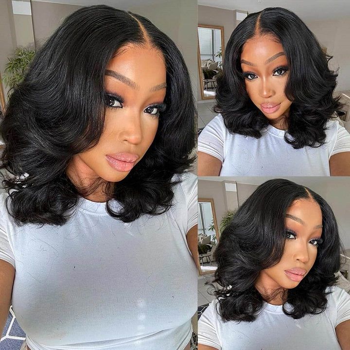 Velours - Bob Mi-Longue Ondulé Glamour │Lace Frontal 13x4 I Cheveux Vierges Brésiliens