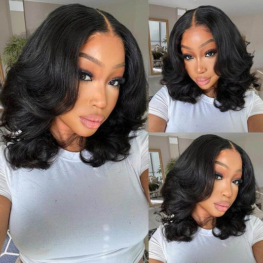 Velours - Bob Mi-Longue Ondulé Glamour │Lace Frontal 13x4 I Cheveux Vierges Brésiliens