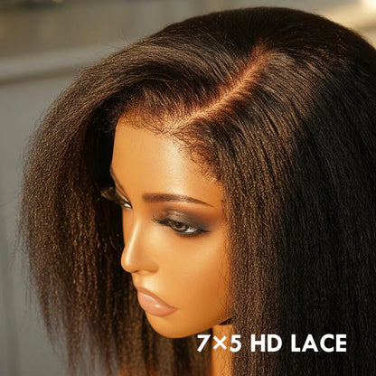 Voltage - Mi-Longue Kinky Straight Noir Naturel │Lace Tulle 7x5 HD  │Cheveux Vierges Brésiliens
