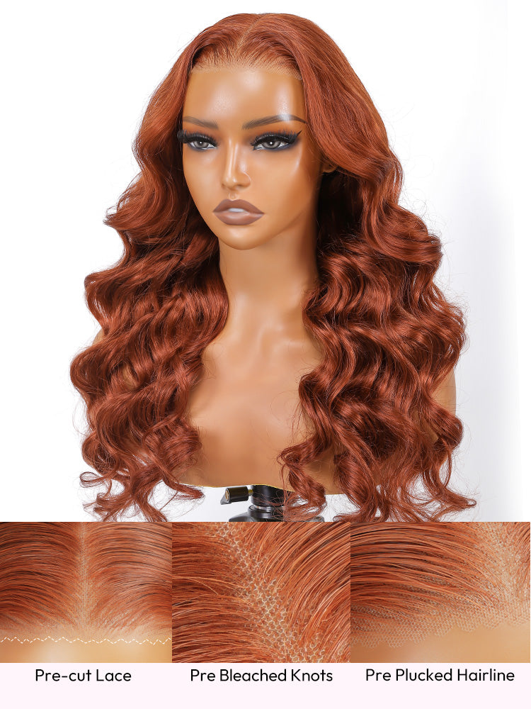 Perruque Longue Volumineuse Rosé Corail │Closure HD 7x5  │Cheveux Vierges Japonais