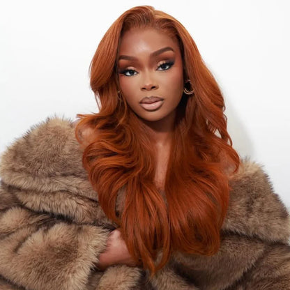 Perruque Cannelle - Lisse Colorée Roux │ Closure 13x4 │ Cheveux Vierges Indiens