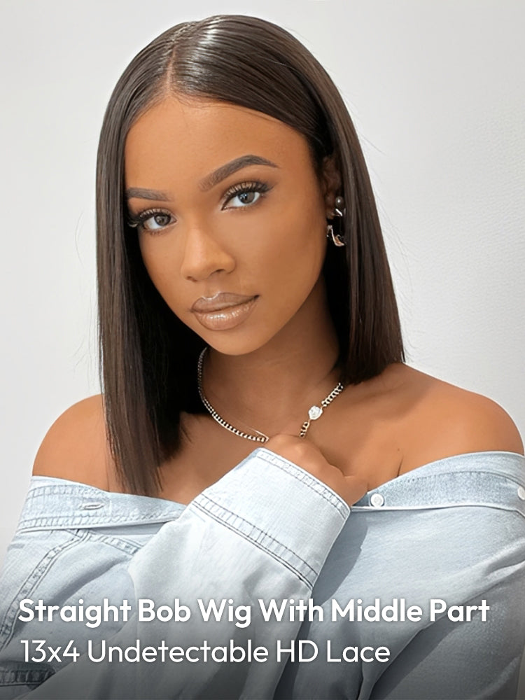 Saphir - Bob Carré Lisse │Lace Frontal 13x4 HD │Cheveux Malaisiens Vierges