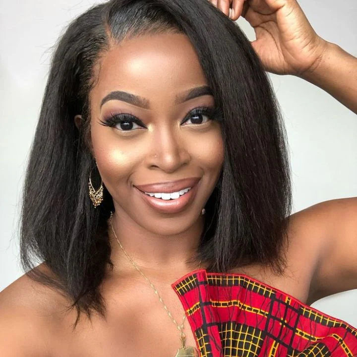 Ebène - Bob Carré Lisse Noir Naturel │Closure 7x5 HD │Cheveux Vierges Indiens