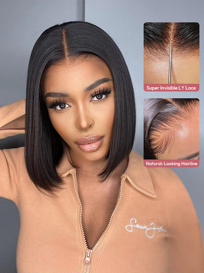 Vintage - Bob Court Lisse Pin-Up │Lace Indétectable 13x4 │ Cheveux Vierges Japonais