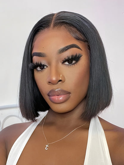 Saphir - Bob Carré Lisse │Lace Frontal 13x4 HD │Cheveux Malaisiens Vierges