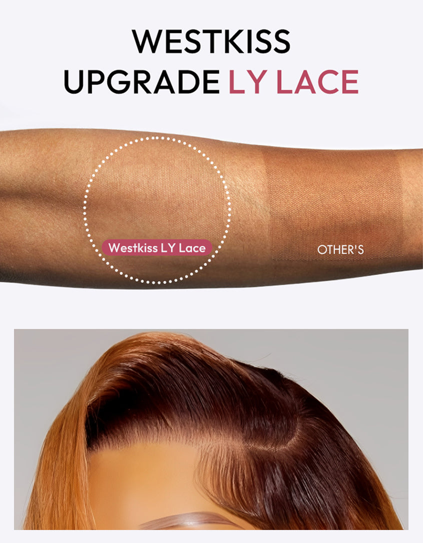 Ambre - Perruque Ondulée Frange Rideaux │Lace Frontale 13x4│ Cheveux Malaisiens Vierges