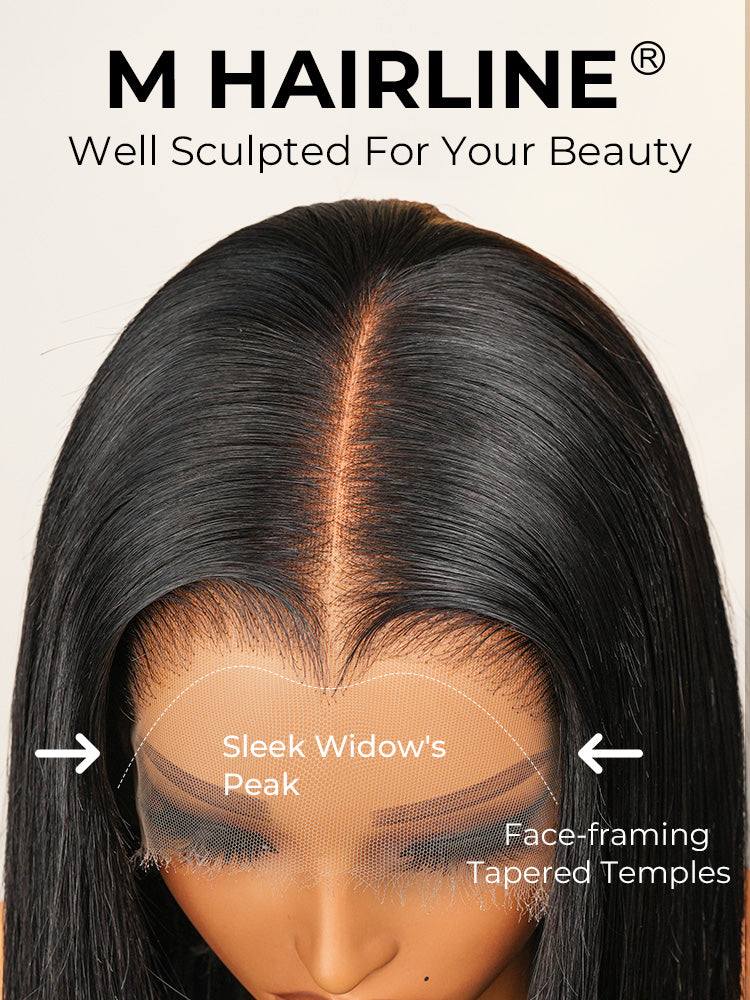 Widows Peak M Hairline Loose Body Wave 13x6 HD Lace Front Single Tiny Knots Wig