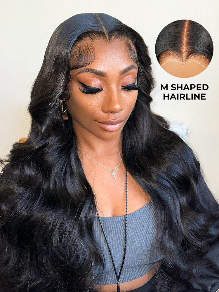 Widows Peak M Hairline Loose Body Wave 13x6 HD Lace Front Single Tiny Knots Wig