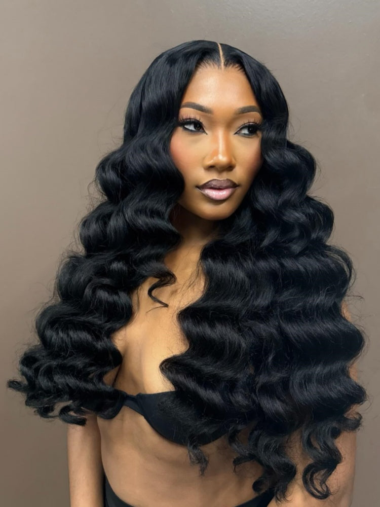 Perruque Spliting Max 13*6 HD Lace Front Loose Wave Single avec de petits nœuds