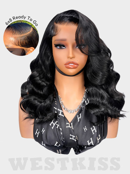 Glamour - Mi Longue Ondulée Volumineux │Lace Frontal HD 8x6 │ Cheveux Japonais Vierges