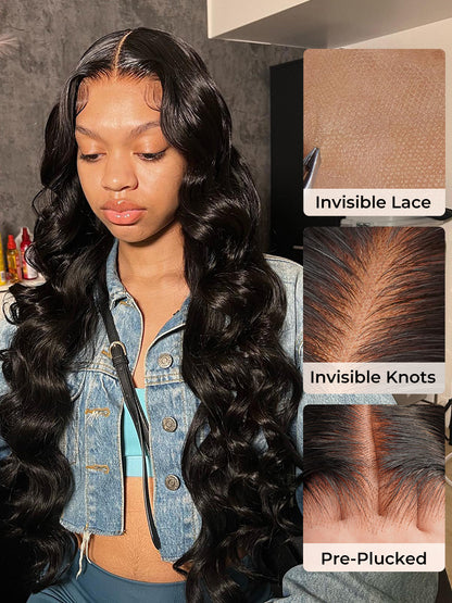 Perruques à cheveux humains pré-épilées et abordables Alipearl Body Wave 5x5