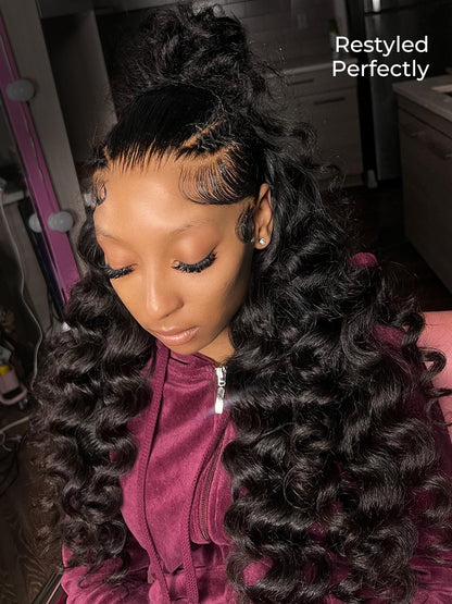 Perruque Spliting Max 13*6 HD Lace Front Loose Wave Single avec de petits nœuds