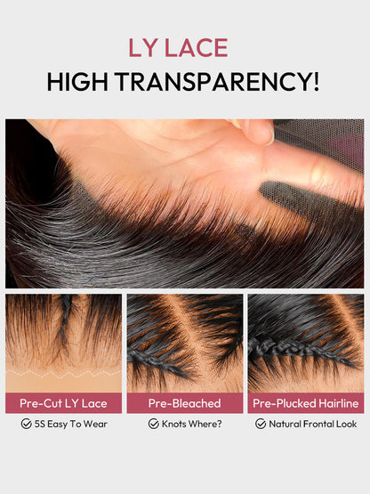 Audace - Bob Court Lisse Latérale │Lace Frontale Tressée 13x4 │ Cheveux Indiens Vierges