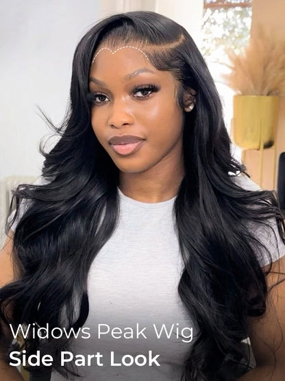 Widows Peak M Hairline Loose Body Wave 13x6 HD Lace Front Single Tiny Knots Wig