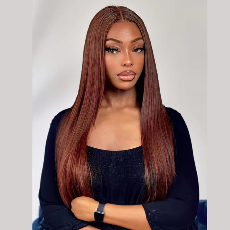 La séductrice Perruque auburn I Lace Frontal 13x4 Dentelle I Cheveux Brésiliens Vierges