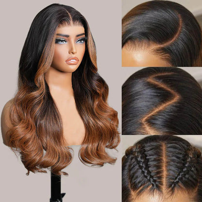 Solstice - Brown & Pointes Blond Doré │ Tulle HD 13x6  │ Cheveux Vierges Indiens
